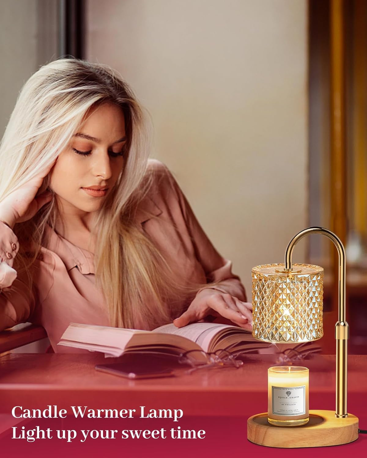 Candle Warmer Lamp with Timer Dimmer Adjustable Height for New Home Decor, Birthday Gifts for Women,Candle Warmer for Women Mom Christmas Mother'S Day Gfit