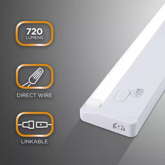Prolink Hardwired 12 In. LED White under Cabinet Light, Linkable, 3 Color Temperature Options