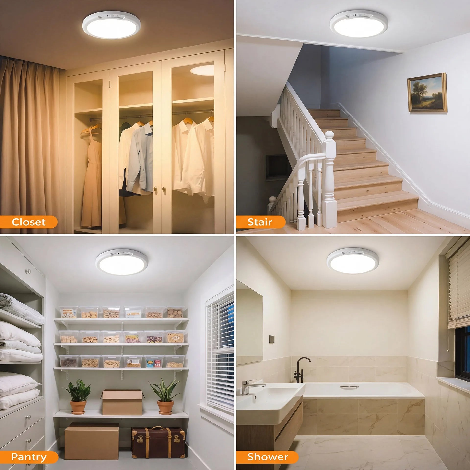 Motion Sensor Ceiling Light 4000Mah USB Type-C Rechargeable Magnetic Lamp Wireless Wall Lamp LED Light
